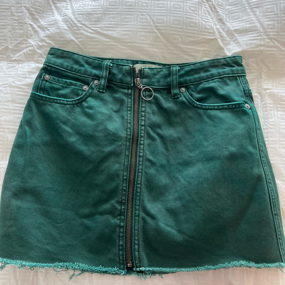 Free People Green Zip Mini Skirt